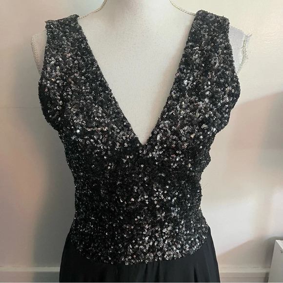 Dress The Population • Black Caroline Sequin Chiffon Cocktail Formal Gown Dress - Picture 4 of 9